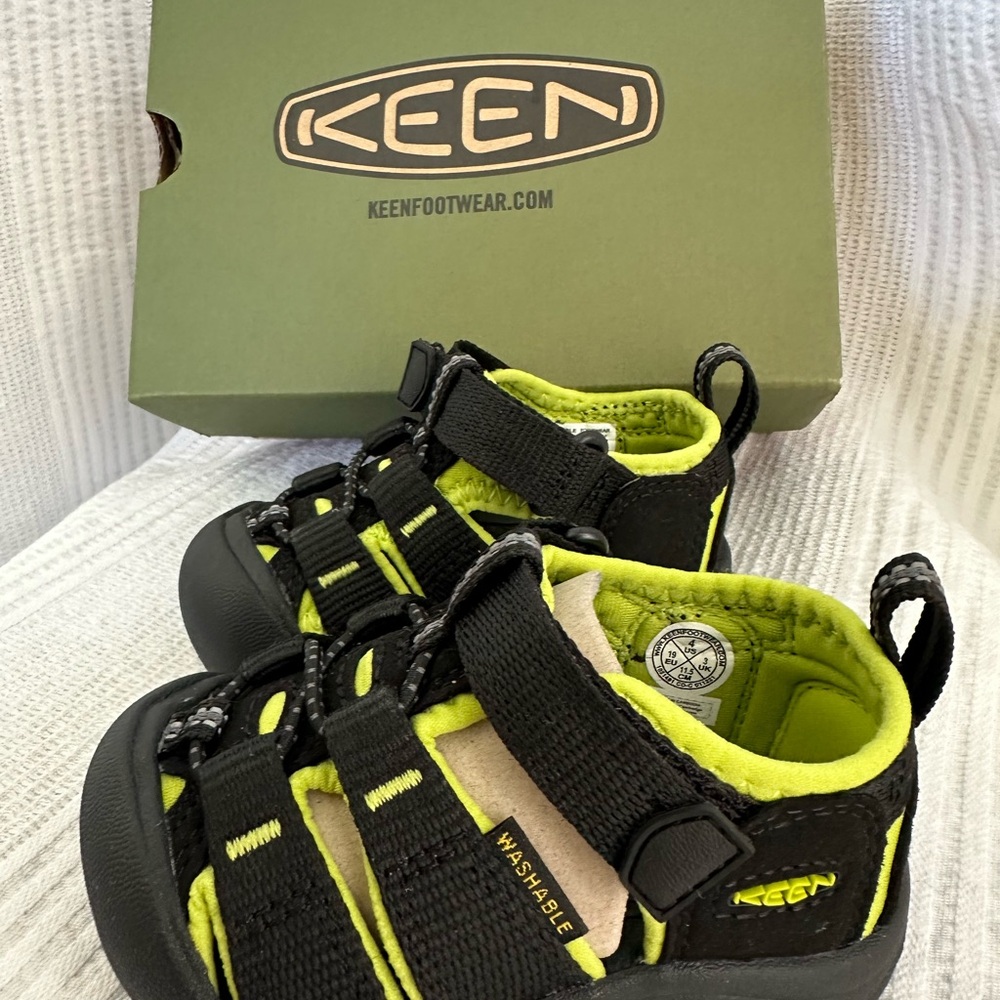 KEEN Black and Green Sandals with Protective Design